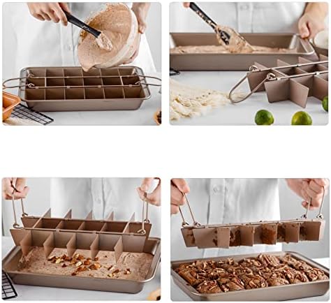 Brownie Pan with Dividers, Non Stick Brownie Baking Pan, 18 Pre-slice