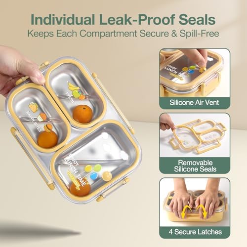 NUKied Stainless Steel Lunch Box, 3 Compartments