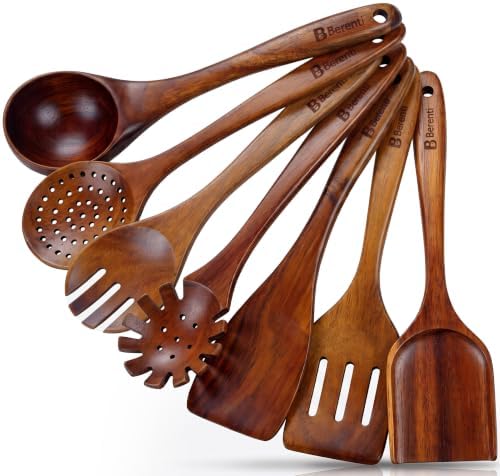 Berenti Wooden Utensil Set, 7 Piece Acacia Wood Cooking Utensils