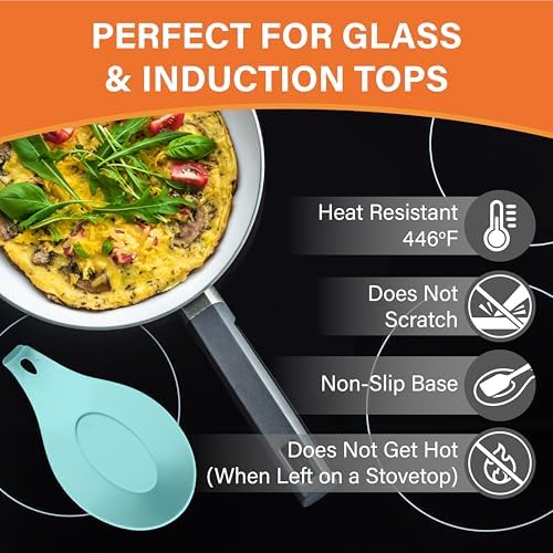 Black Silicone Spoon Rest for Stove Top, Set of 2, XL 9.2”, DISHWASHER