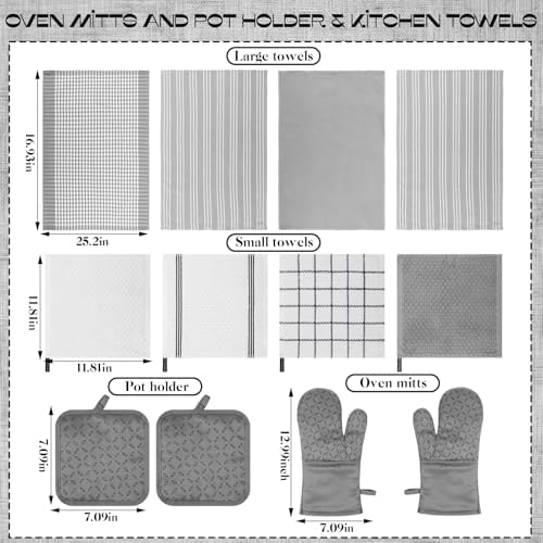 LemonRoad 12 Pcs Oven Mitts Kitchen Towels Dishcloths with Pot Holders