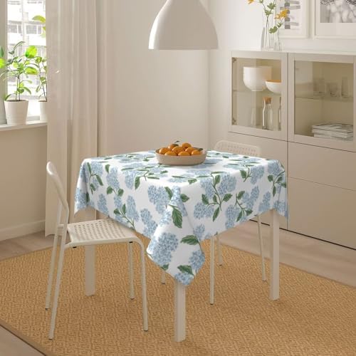 Blue Hydrangea Floral Square Tablecloth 54 Inch