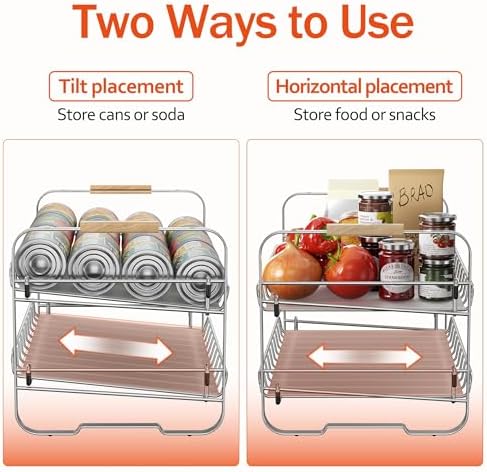 MAXIFFE 2-Tier Can Organizer for Pantry, 16.9"W × 11.5"D × 16.7"H
