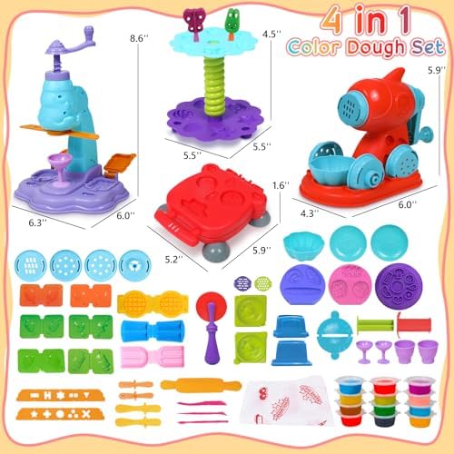 4 in 1 Color Dough Set for Kids, 59 Pieces