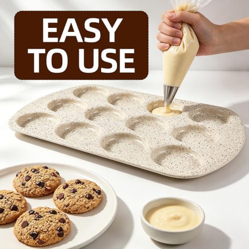 Muffin Top Pan, 12 Cavity Cupcake Pan, 3 Inch Nonstick Bakeware for