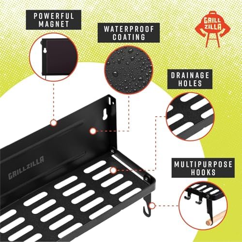 Grillzilla Magnetic Grill Caddy and Organizer, Black