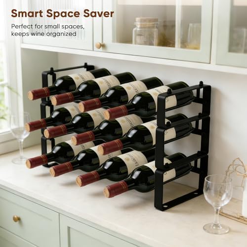 12-Bottle Wine Rack for Countertop, 3-Tier