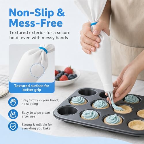 Reusable 16" Piping Bags and Tips Set