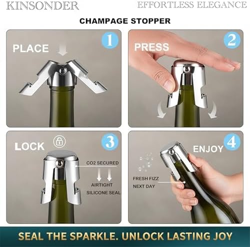 2Pcs Champagne Stoppers – Premium Stainless Steel Clamping Sparkling