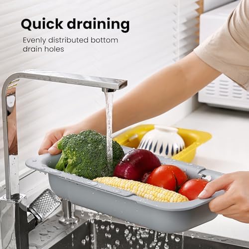 YOXIER Expandable Drain Basket Retractable Colander Retractable Drain