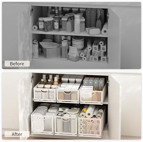 Pull Out Cabinet Organizer, No Drill Adhesive Sliding Drawers for