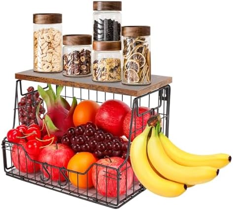 Livabber Fruit Basket for Kitchen, Metal Fruit Vegetable Storage Bin