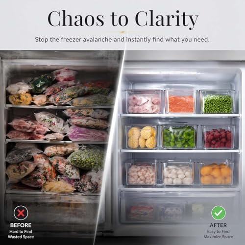 Clear Freezer Storage Bins, Crack-Resistant Plastic Fridge Storage