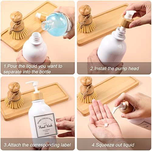 Zopeal Dish Soap Dispenser with Bamboo, 4 Pcs