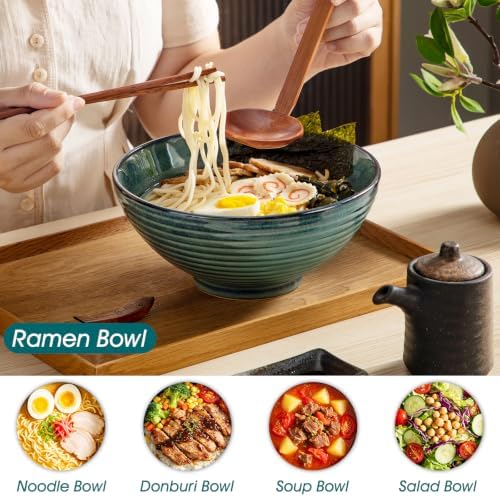 vancasso 45 oz Large Ramen Bowls Set of 2, Japanese Ceramic Noodle