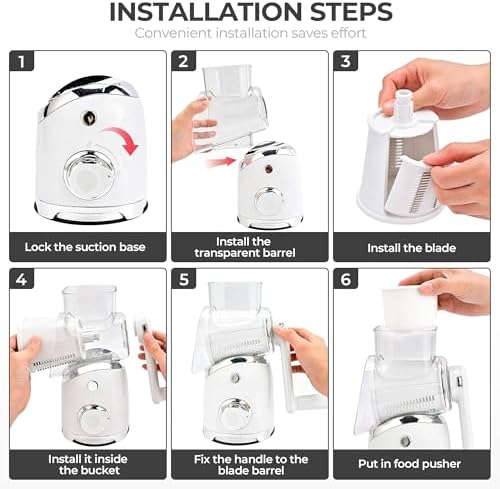 SUSTEAS Rotary Cheese Grater Hand Crank, Kitchen Shredder Vegetable