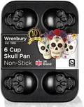 Wrenbury Large Skull Baking Pan - 6 Cup Metal Muffin Tin for Pizza