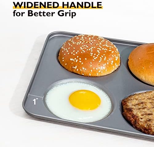 HONGBAKE Large Muffin Top Pan Set of 2, 4 Cup Nonstick Hamburger Bun