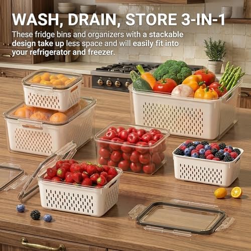 Fruit Storage Containers with Detachable Drainer Basket
