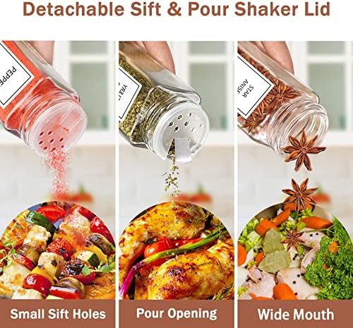 Aliggbent Spice Jars with Labels 36 Pcs 4 oz Glass Bamboo Lids Shaker
