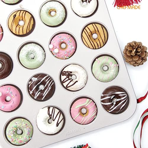 CHEFMADE Donut Mold Cake Pan, 20-Cavity Non-Stick Ring Doughnut