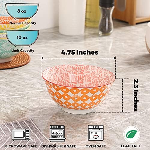 Ceramic Bowls, 10 Oz Small Bowl, Set of 8 Ice Cream Bowls, Dessert
