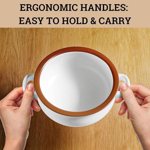 Ceramic Soup Bowls with Handles Set of 4, 20oz Stackable French Onion