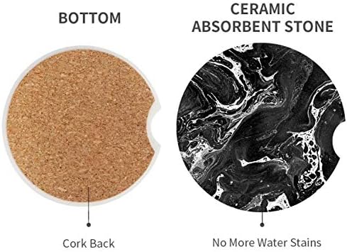 Britimes Car Coasters for Drinks, 2 Pack Ceramic Stone 2.56" Black
