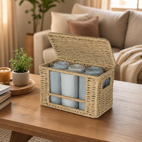 Trash Bag Organizer, Paper Rope Garbage Bag Dispenser Holder for
