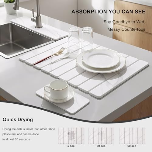3 Pcs Large Stone Dish Drying Mat, Kitchen Counter