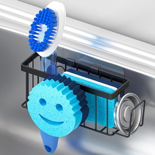 MURLONG 4-in-1 Smiley Face Sponge Holder, Black