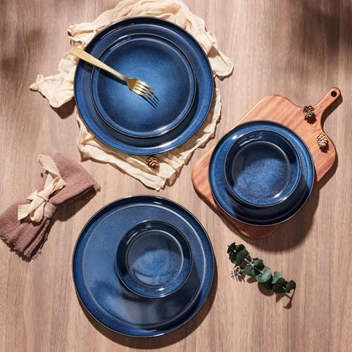 E-far Dinnerware Sets for 4, 12-Piece Stoneware Plates and Bowls Set