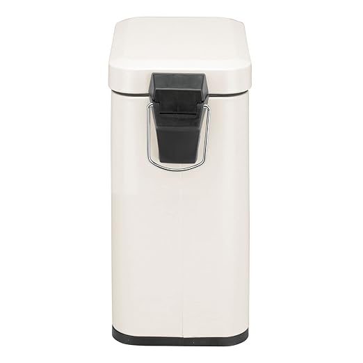 mDesign Small Modern 1.3 Gallon Rectangle Metal Lidded Step Trash Can, Compact - Image 6