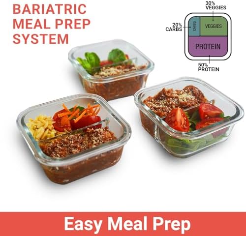 Portion Control Containers for Bariatric Meals – 8 oz Glass Meal Prep