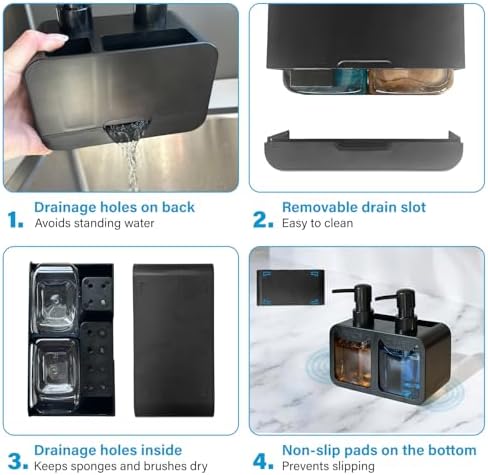 Esby 4-in-1 Dish Soap Dispenser, Black