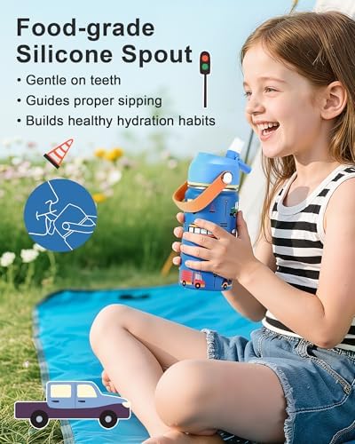 Kids Water Bottle 14oz, Insulated Toddler Water Bottle Stainless Steel