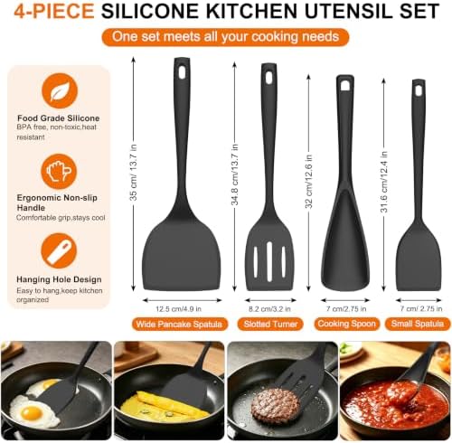 Beijiyi 4-Pack Silicone Spatula Set