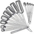 Stainless Steel Measuring Spoons Set of 14 with Leveler, Rectangular