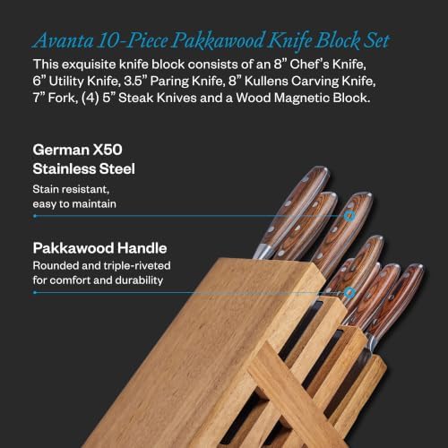 Messermeister Avanta Forged 10-Piece Knife Block Set, Pakkawood