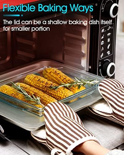 NUTRIUPS 8 x 9.5 Inches Rectangular Glass Casserole Dish With Glass