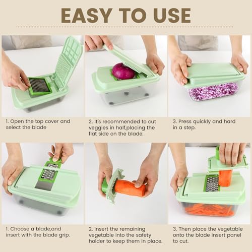 16-in-1 Vegetable Chopper with 8 Stainless Steel Blades