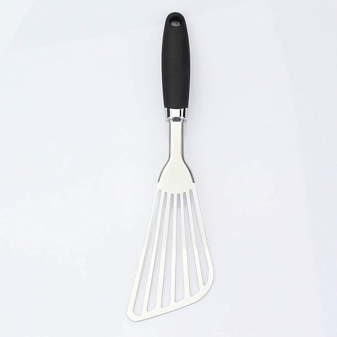304 Stainless Steel Fish Spatula, Non-Slip Ergonomic Handle Slotted Spatula - Image 4