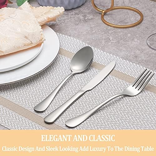 40 Piece Silverware Set Service for 8,Premium Stainless Steel Flatware Set,Mirror Polished Cutlery Utensil Set,Durable Home Kitchen Eating Tableware Set,Include Fork Knife Spoon Set,Dishwasher Safe