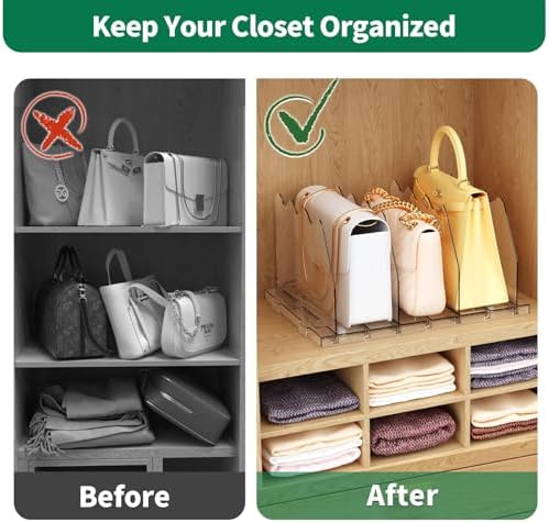 SPACEKEEPER Adjustable Shelf Divider for Closet, Clear