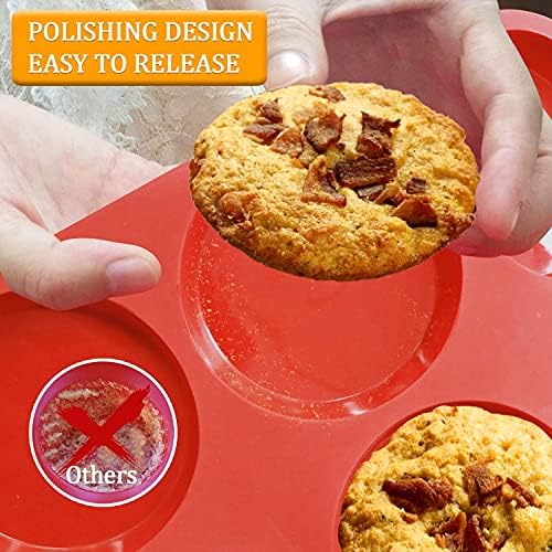 Walfos Silicone Muffin Top Pans for Baking 4inch Jumbo Size, Perfect