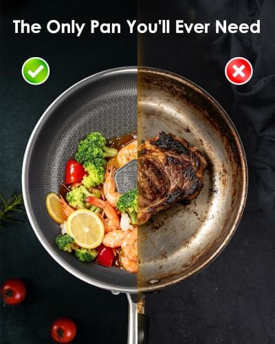12 Inch Nonstick Frying Pan with Lid,Titanium Frying Pan,non-stick