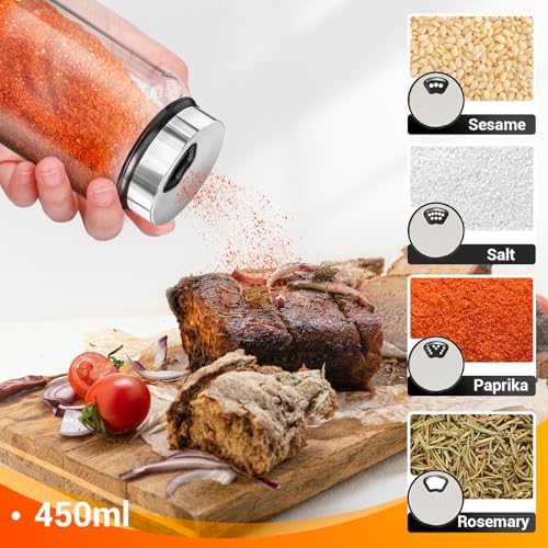 Segarty 15oz Spice Jar with Accessories, 1 Pack 450ml Glass Salt