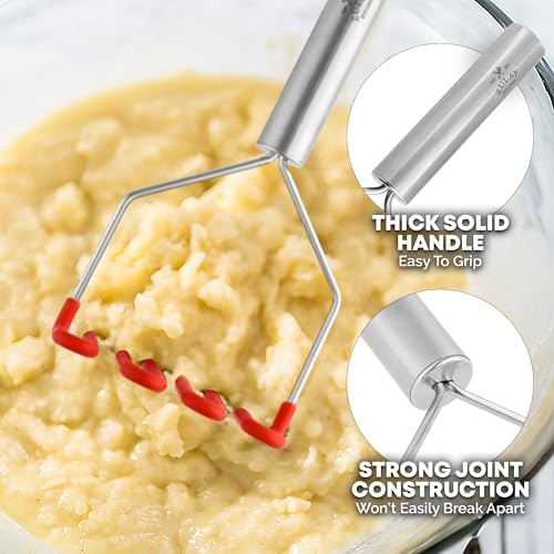 Zulay Kitchen Non-Scratch Potato Masher – Heavy-Duty Stainless Steel &
