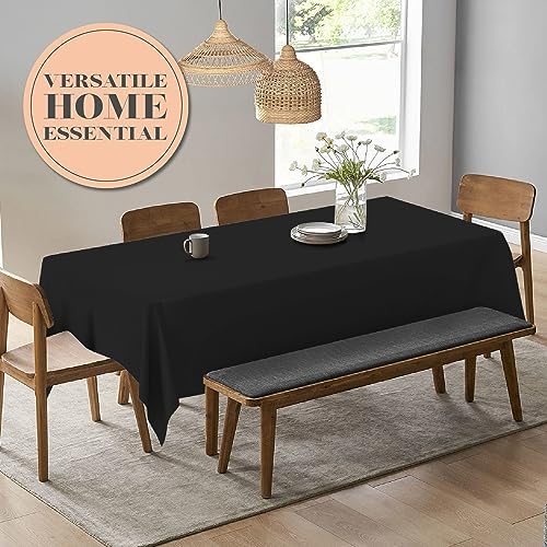 WEALUXE Set of 2 Black Rectangle Tablecloth for Tables 8ft
