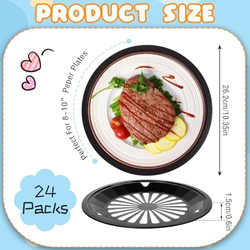 24 Piece Reusable Plastic Paper Plate Holders, 10 inch heavy duty with